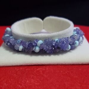Oregon Blue Opal Tanzanite Bracelet 7.25 Platinum Over Sterling Silver
